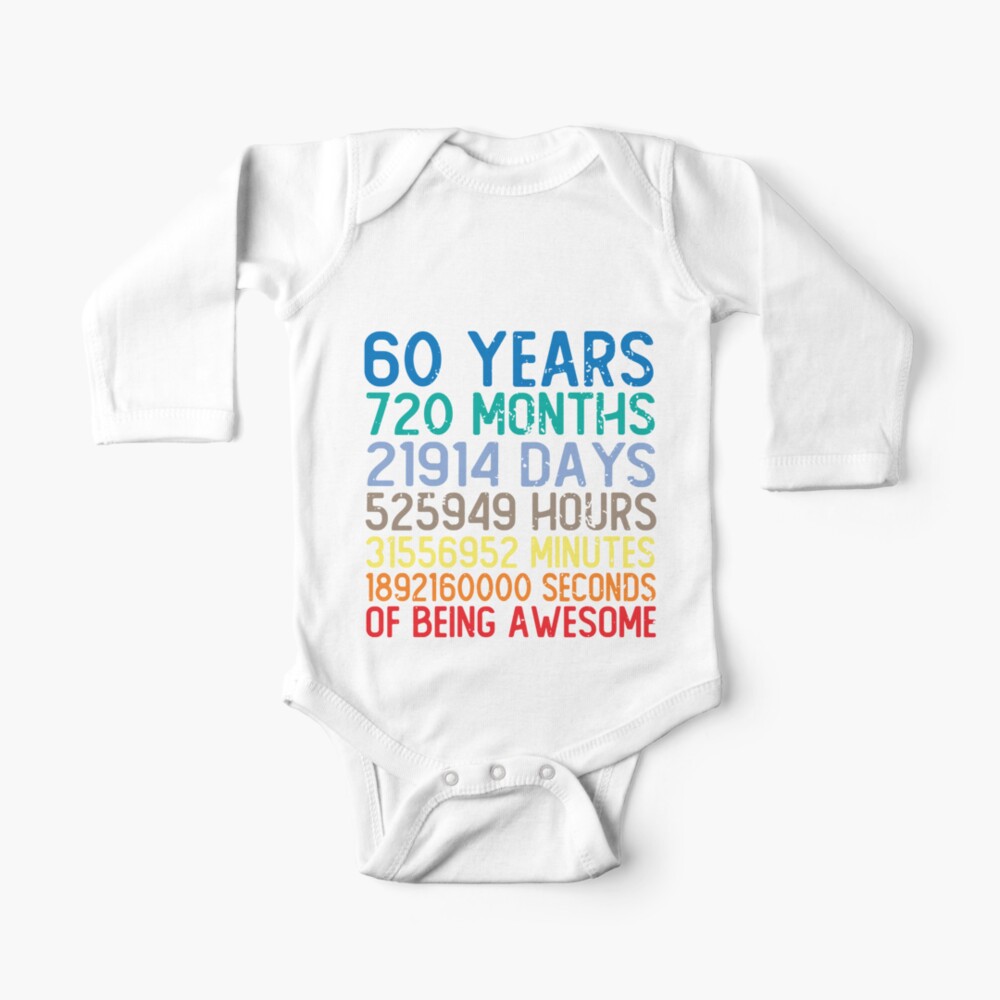 60 Years Old Of Being Awesome Baby One Piece By Eulonix Redbubble