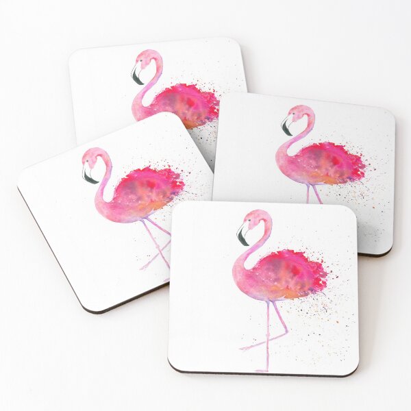 Pink Flamingo Silhouette Pattern Set of 4 Coasters 