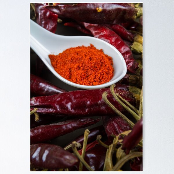 Item preview, Close up of Hungarian Paprika in spoon on bed of peppers, portrait. designed and sold by Andy Chisholm.