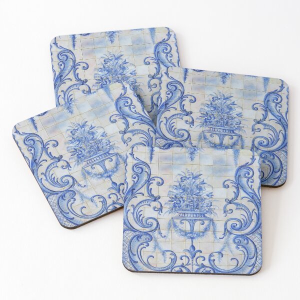 Item preview, Portuguese tiles azulejo pattern in blue and white designed and sold by JustynaWarsaw.