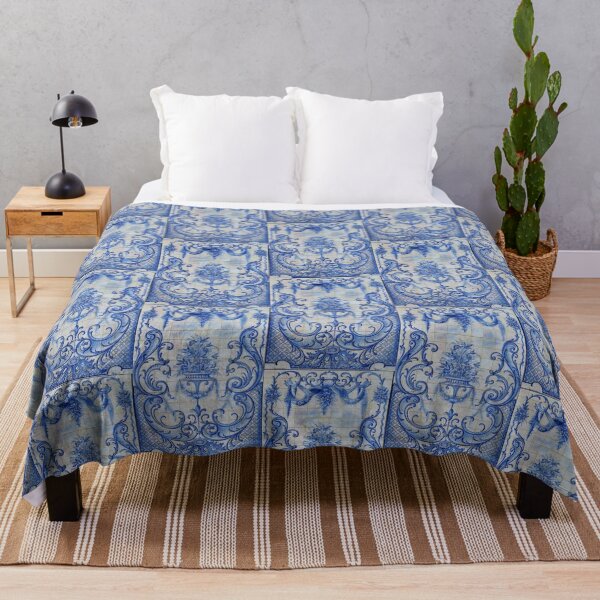 Item preview, Portuguese tiles azulejo pattern in blue and white designed and sold by JustynaWarsaw.