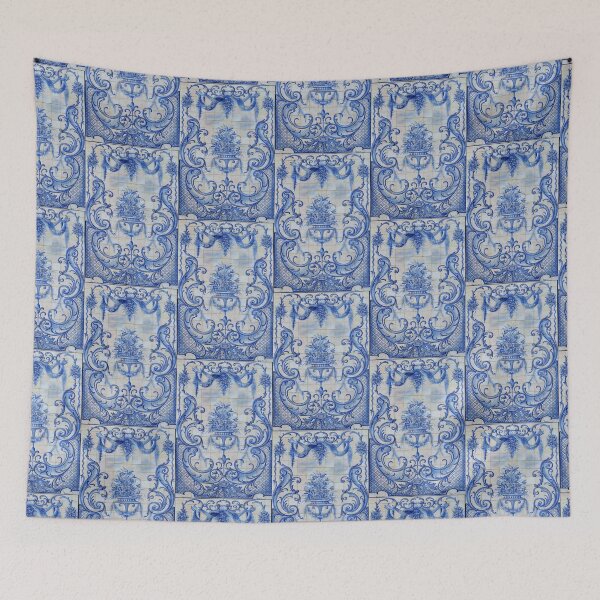 Item preview, Portuguese tiles azulejo pattern in blue and white designed and sold by JustynaWarsaw.