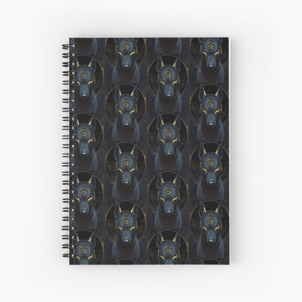 Enraged Anubis gold on black Spiral Notebook