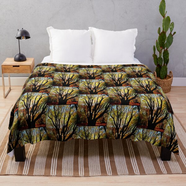 Item preview, Incredible beech tree with multiple trunks and autumn leaves sunlit from behind in Canfaito forest designed and sold by Kristina Drozd.