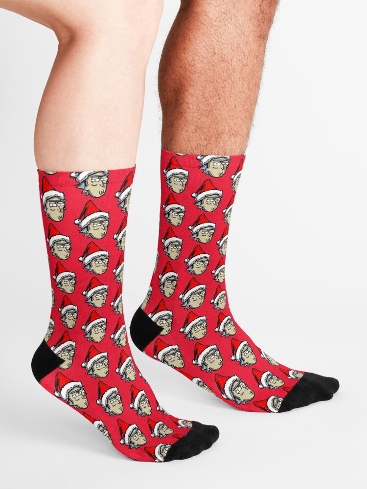 Alternate view of Christmas Rick with Attitude - Rick Sanchez in Xmas Hat from Rick and Morty™ Socks