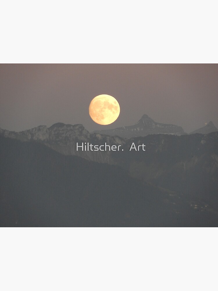 Full Moon Over Mountains Greeting Card By Chiltsch Art Redbubble