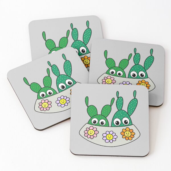Aperçu de l'œuvre Cute Cactus Design #258: Angel Wings Cacti In Flowery Pot créée et vendue par DreamCactus.