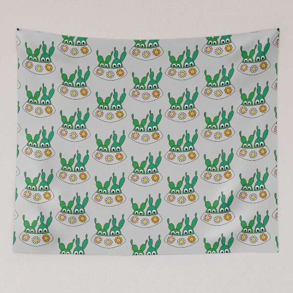 Item preview, Cute Cactus Design #258: Angel Wings Cacti In Flowery Pot designed and sold by DreamCactus.