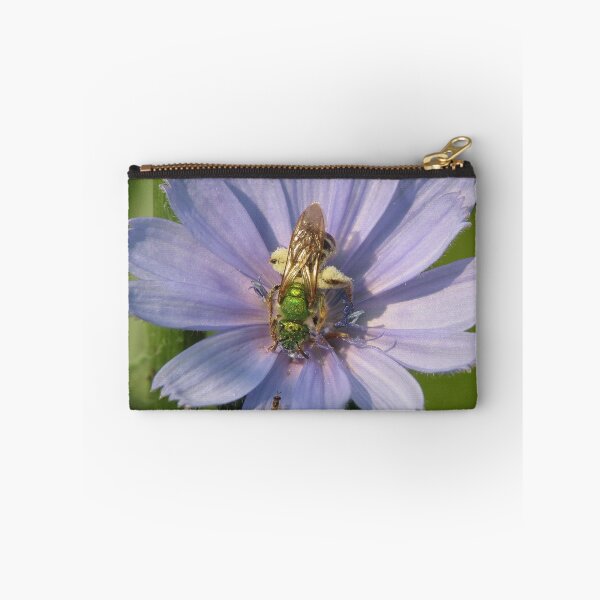 Item preview, Green Metalic Bee and A Wee Friend on Chickory Flower designed and sold by Ron Russell.
