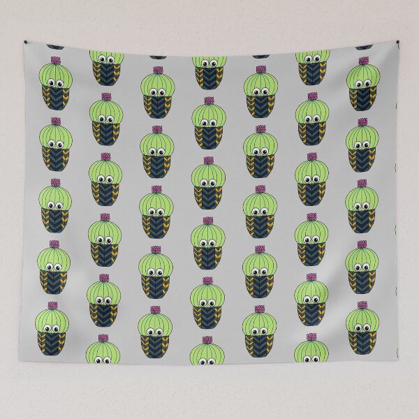 Item preview, Cute Cactus Design #278: Cute Barrel Cactus In Patterned Pot designed and sold by DreamCactus.