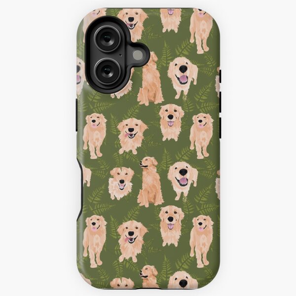 Artikel-Vorschau von Golden Retriever und Farne auf Moos, designt und verkauft von ArtofACoonhound.