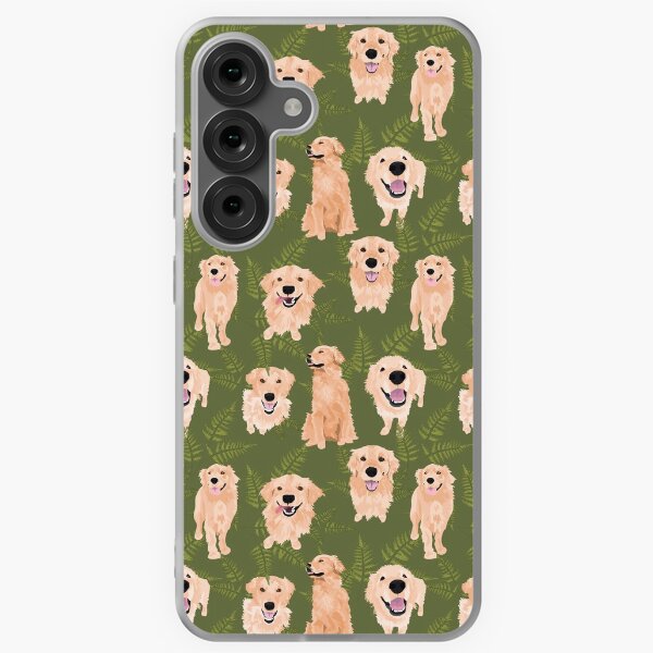 Vista previa del artículo con la obra «Golden Retrievers and Ferns on Moss», diseñado y vendido por ArtofACoonhound.
