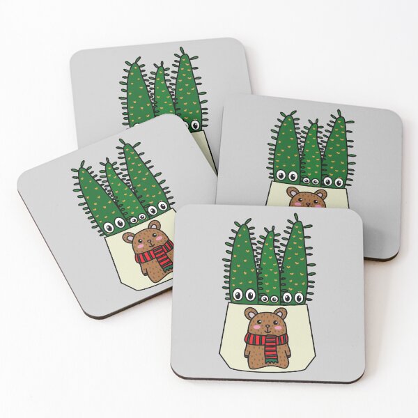 Item preview, Cute Cactus Design #284: Eves Pin Cacti In Christmas Bear Pot designed and sold by DreamCactus.