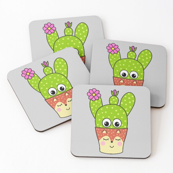 Item preview, Cute Cactus Design #296: Pretty Cactus In Fox Pot designed and sold by DreamCactus.