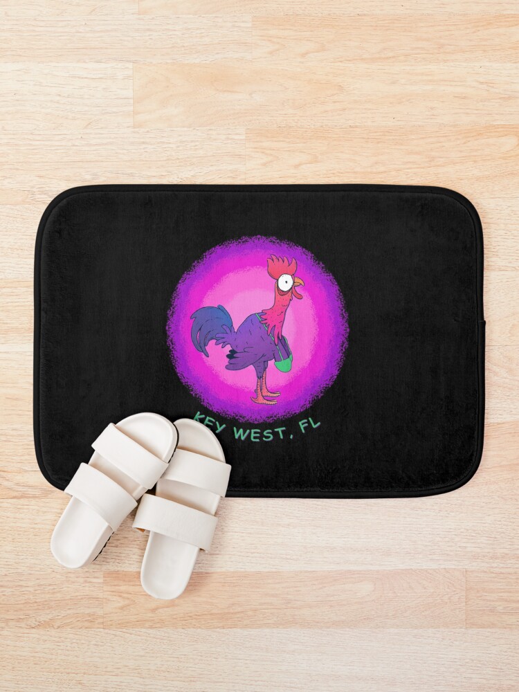 Thumbnail 1 of 6, Bath Mat, Key West Fantasy Chicken In Bikini designed and sold by KoolMoDee.