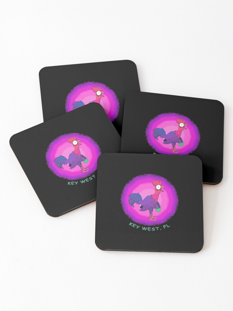 Thumbnail 1 of 5, Coasters (Set of 4), Key West Fantasy Chicken In Bikini designed and sold by KoolMoDee.