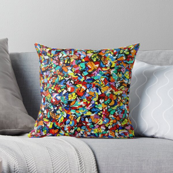Off the Edge: Ordered Chaos. Abstract expressionist acrylic square painting by Pamela Parsons Throw Pillow