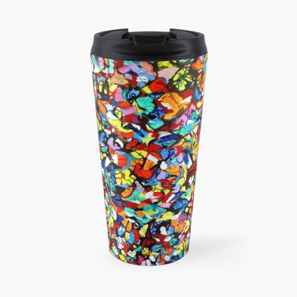 Off the Edge: Ordered Chaos. Abstract expressionist acrylic square painting by Pamela Parsons Travel Mug