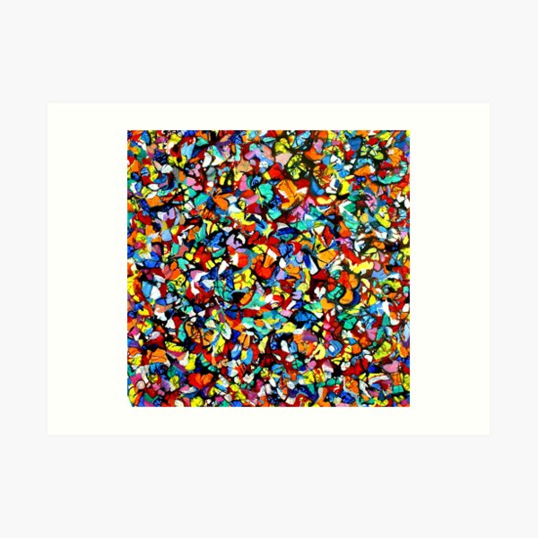 Off the Edge: Ordered Chaos. Abstract expressionist acrylic square painting by Pamela Parsons Art Print