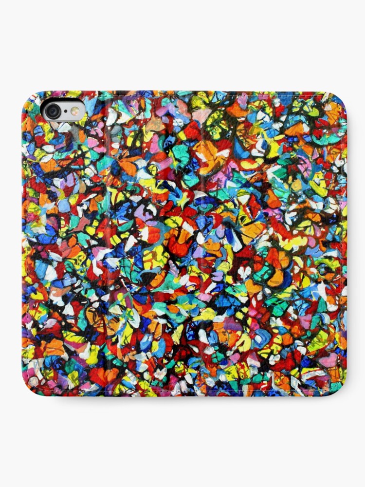 Alternate view of Off the Edge: Ordered Chaos. Abstract expressionist acrylic square painting by Pamela Parsons iPhone Wallet