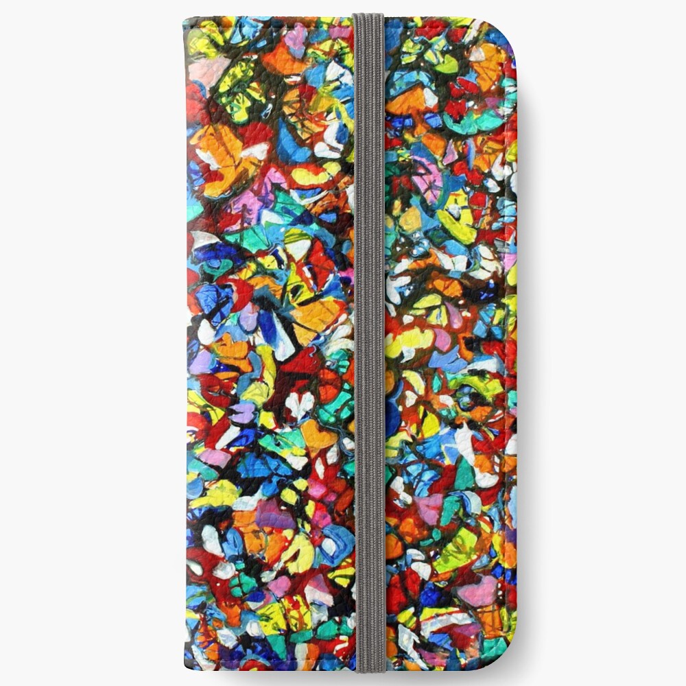 Off the Edge: Ordered Chaos. Abstract expressionist acrylic square painting by Pamela Parsons iPhone Wallet