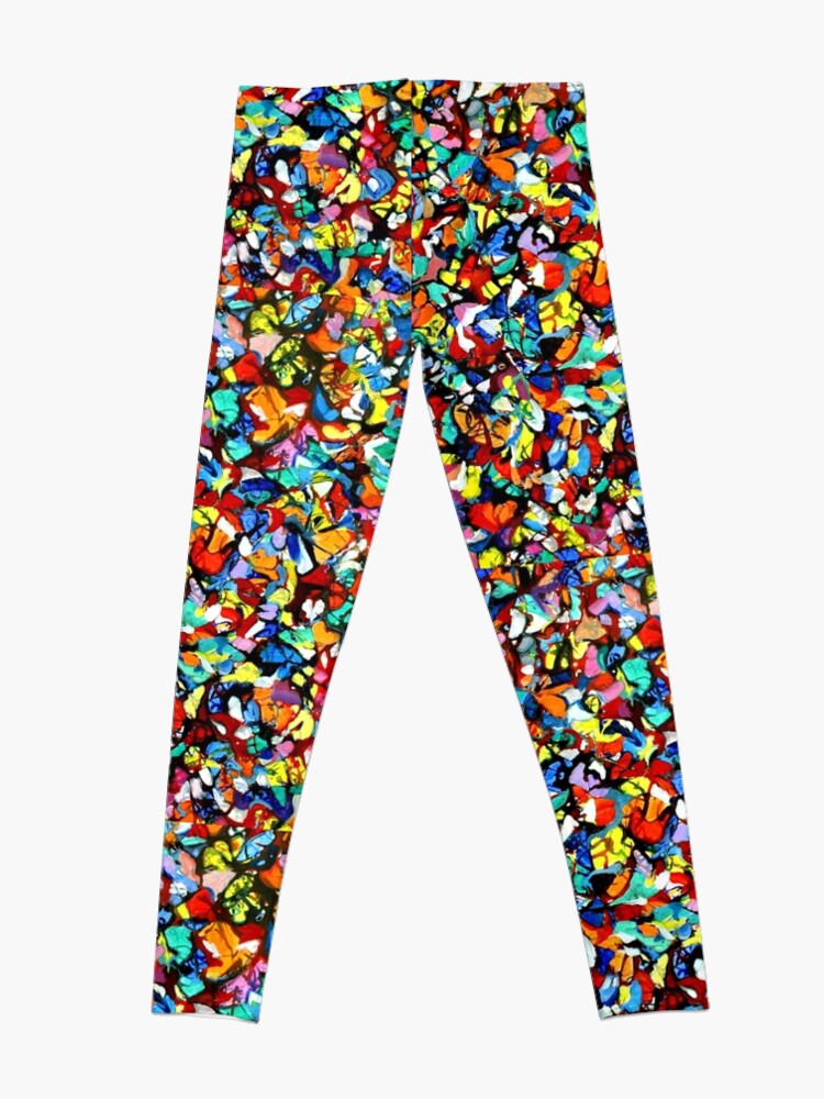 Alternate view of Off the Edge: Ordered Chaos. Abstract expressionist acrylic square painting by Pamela Parsons Leggings