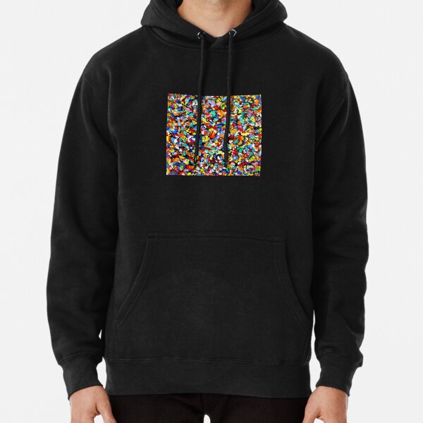 Off the Edge: Ordered Chaos. Abstract expressionist acrylic square painting by Pamela Parsons Pullover Hoodie