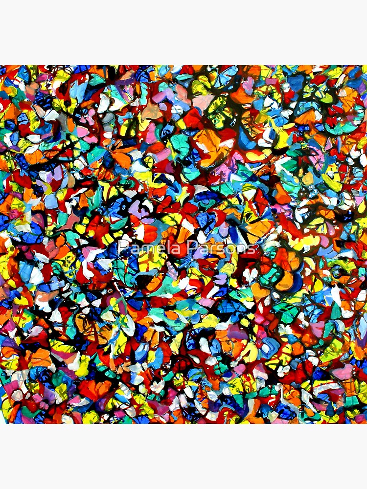 Off the Edge: Ordered Chaos. Abstract expressionist acrylic square painting by Pamela Parsons by parsonsp