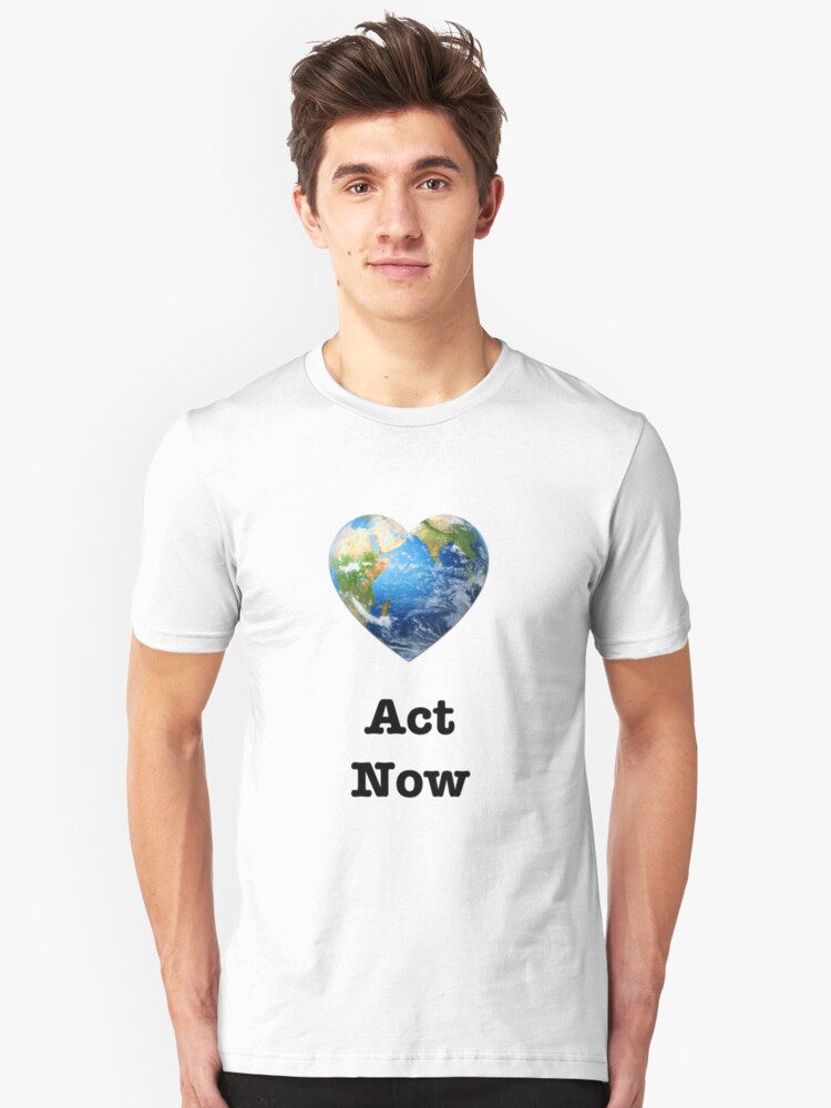 Alternate view of Act Now (black text) - climate change Slim Fit T-Shirt