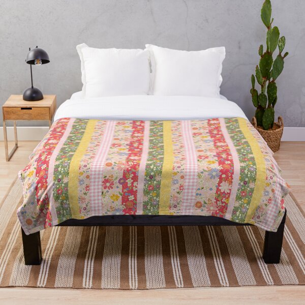 Happy quilt stripe Throw Blanket