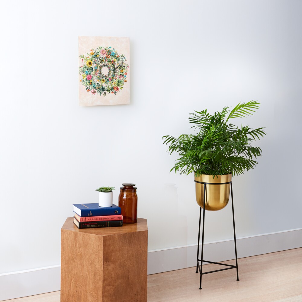 Circle of life-floral painting Mounted Print