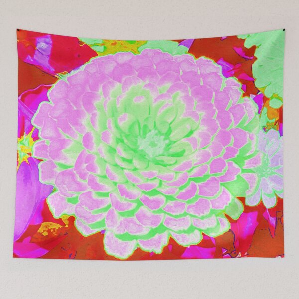 Item preview, Pretty Pink and Green Zinnia in the Summer Garden designed and sold by myrubiogarden.