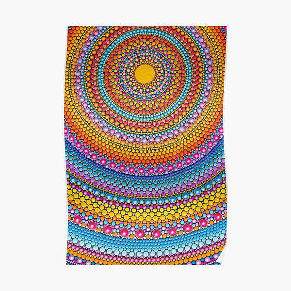 Colorful mandala painting on canvas Poster
