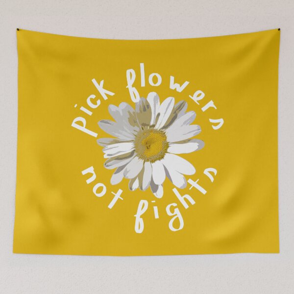 Item preview, Pick Flowers Not Fights in Yellow designed and sold by sarahrinouye.
