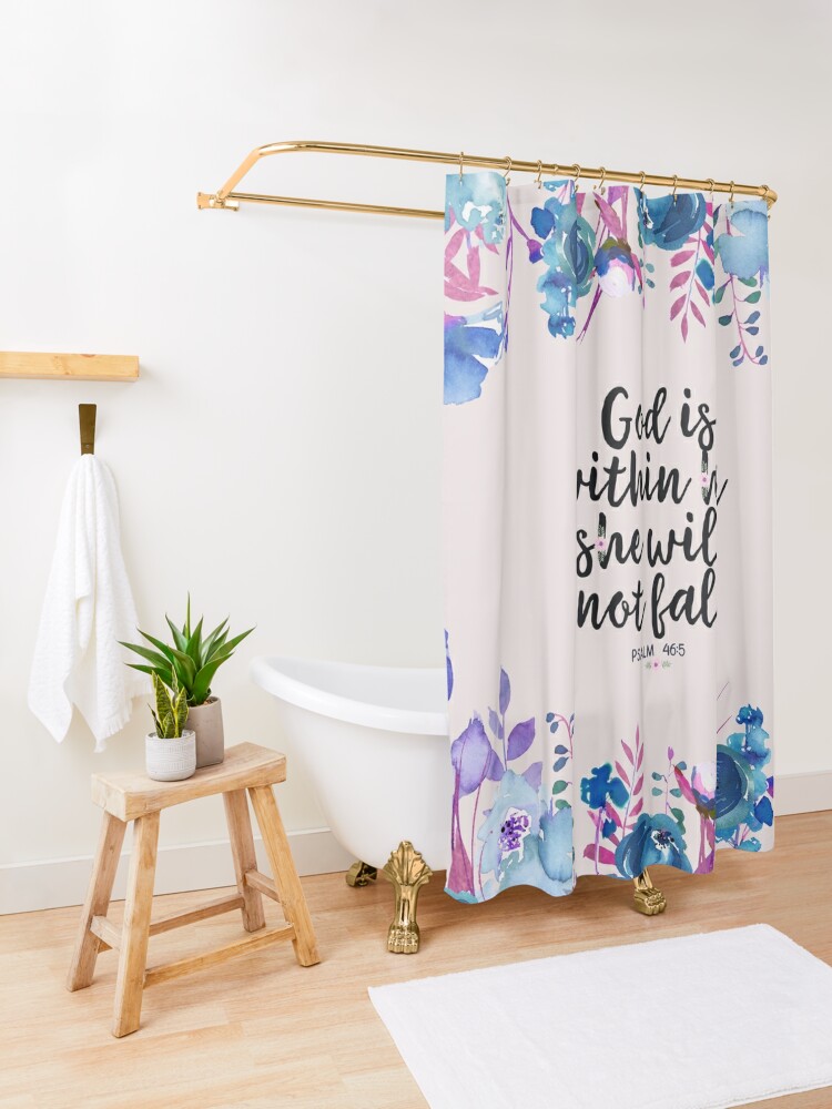  Pink Marble Shower Curtain Bible Verse Scripture Quote