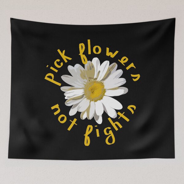 Item preview, Pick Flowers Not Fights in Black designed and sold by sarahrinouye.