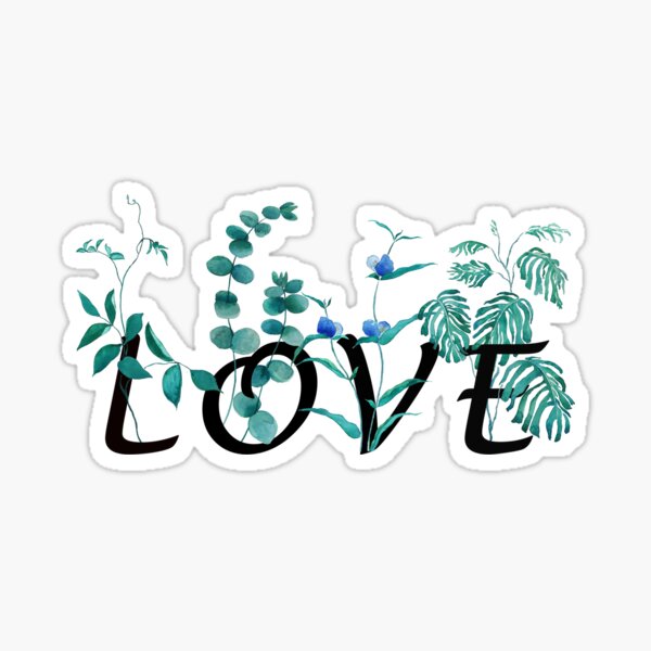 Item preview, Letter Love with green plants  designed and sold by ColorandColor.