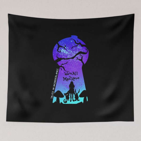 Item preview, We're All Mad Here - Alice Cheshire Cat White Rabbit Keyhole designed and sold by KoolMoDee.