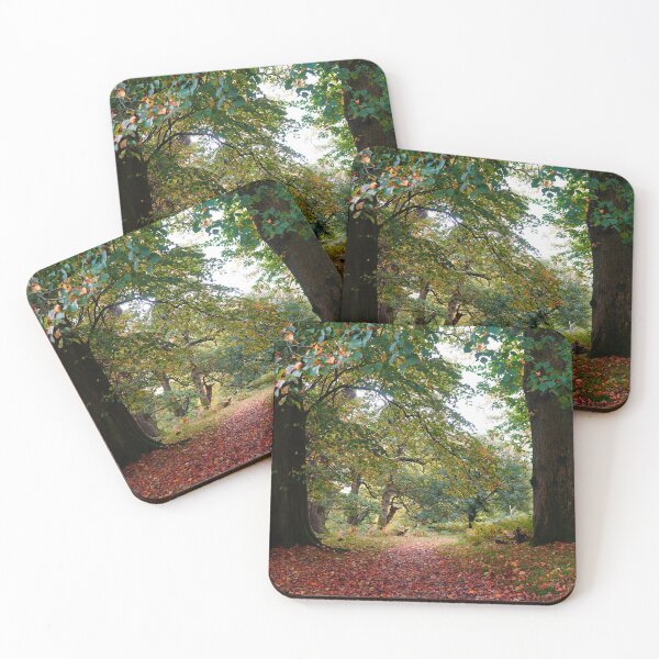 Item preview, Autumn Woodland Path With Colorful Fallen Leaves designed and sold by Harmony Of The Mind.