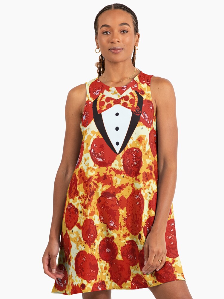 Pepperoni Pizza Tuxedo Pizza A-Line Dress