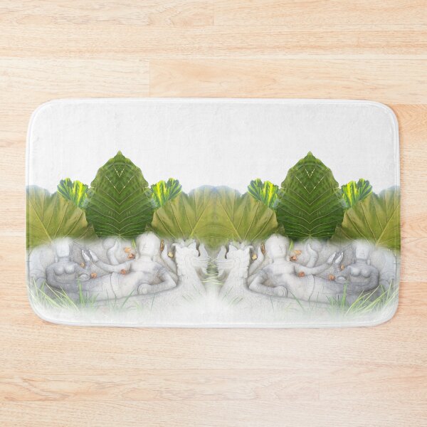 Item preview, Asian sculpture and leaves in green and white designed and sold by WatersEdgeGal.