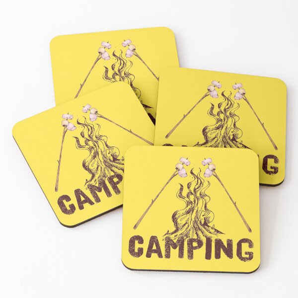 Item preview, Camping Marshmallow on a Сampfire in the Mountains with tent living designed and sold by IslandLakeTree.
