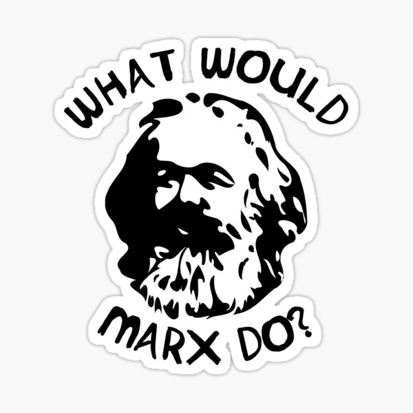 Vista previa del artículo con la obra «¿Qué haría Marx?», diseñado y vendido por SpaceDogLaika.