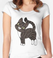 Domestic shorthair (brown tabby tuxedo) Fitted Scoop T-Shirt