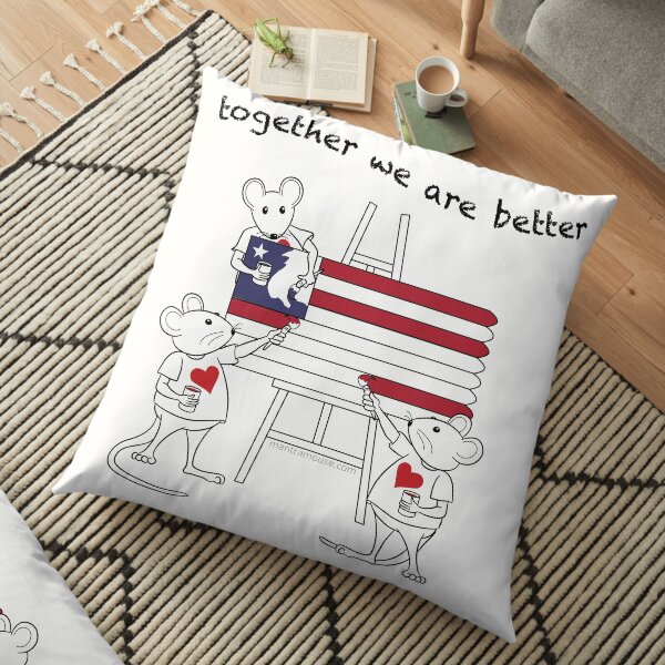 MantraMouse® American Flag Together Cartoon Floor Pillow