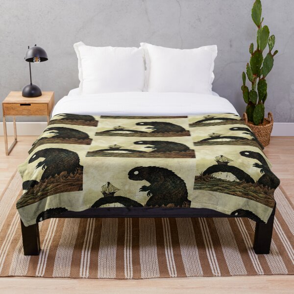 Leviathan & Sailing Ship Throw Blanket