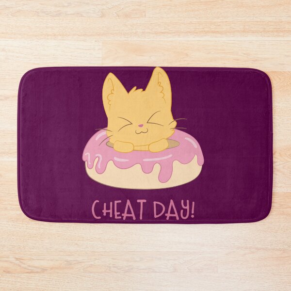 Item preview, Cheat Day - Cute cat in the donut with the saying Cheat Day designed and sold by palaodesigns.