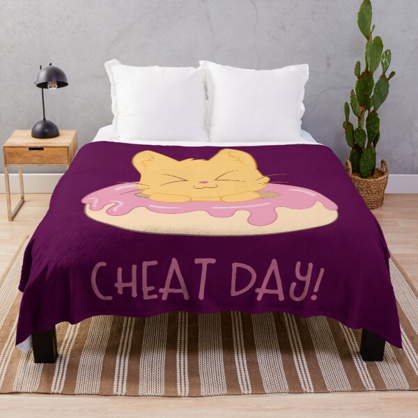 Item preview, Cheat Day - Cute cat in the donut with the saying Cheat Day designed and sold by palaodesigns.