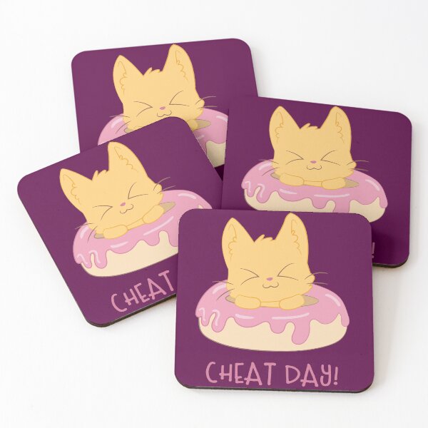 Item preview, Cheat Day - Cute cat in the donut with the saying Cheat Day designed and sold by palaodesigns.