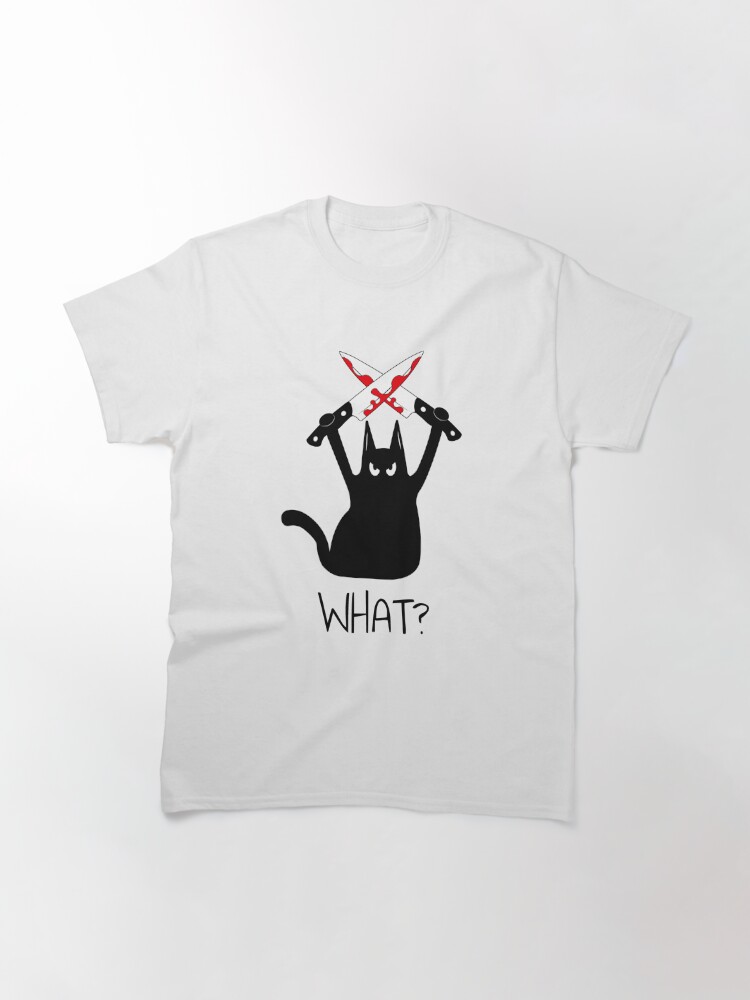 black cat holding knife shirt